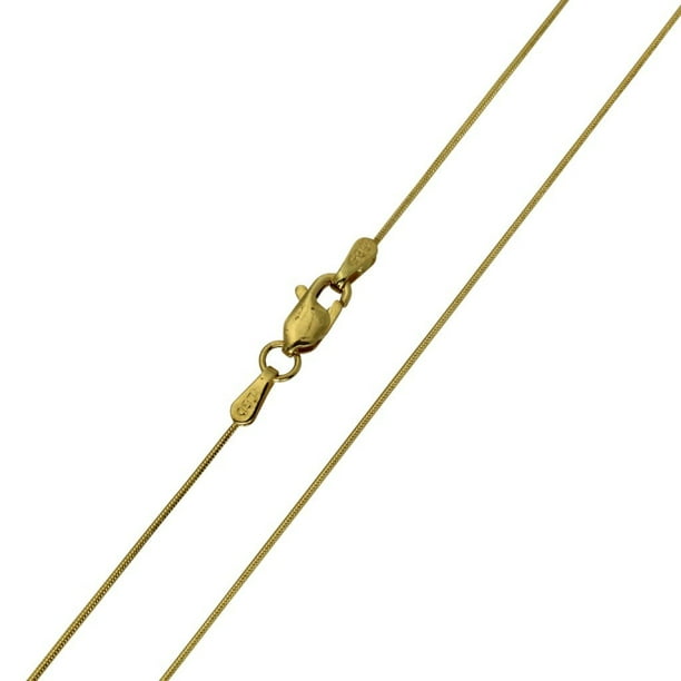 16 Inches 14K Real Yellow Gold 0.7mm Round Snake Chain Necklace 16 Inches 14K Real Yellow Gold 0.7mm Round Snake Chain Necklace
